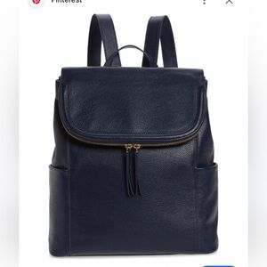 Nordstrom Reah Leather Backpack in Navy blue